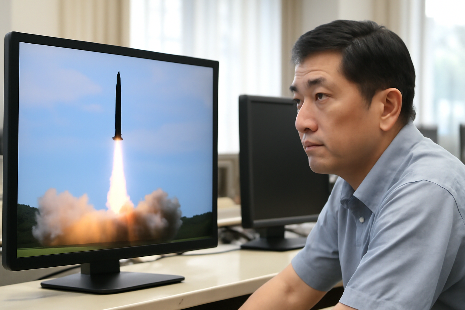 北朝鮮が弾道ミサイル発射、EEZ外へ落下か