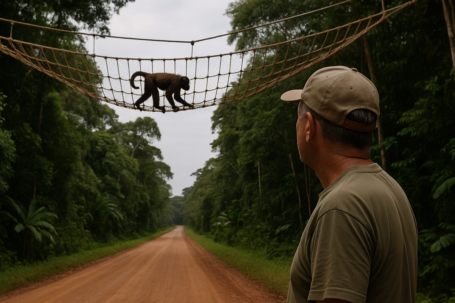 アマゾンのロープ橋、動物は1万5千回通ったけど車ゼロ台通過だってよ