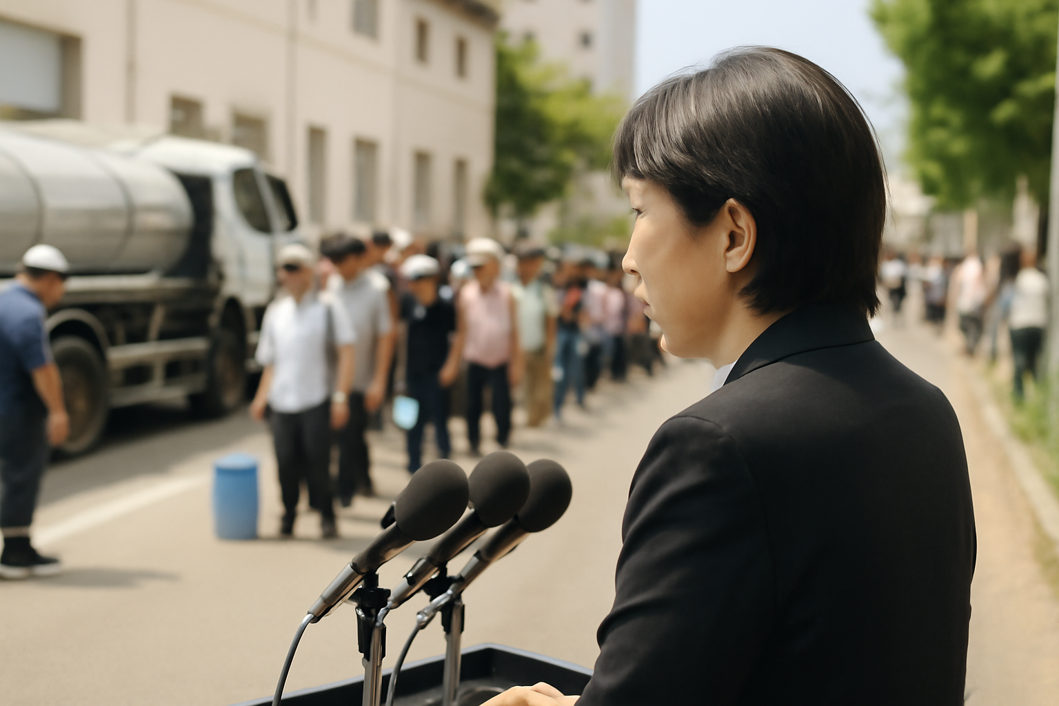 高市首相「8月末までに断水解消」宣言、水列の長さも国レベル