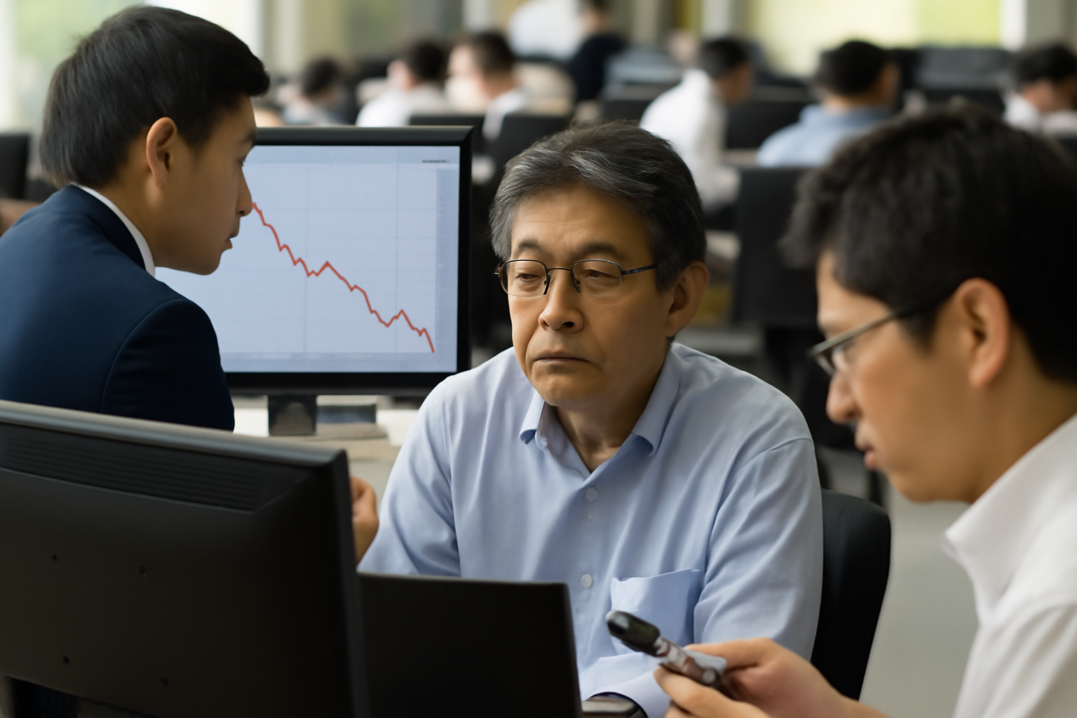 日経平均2100円安、半導体の売り加速しすぎやん