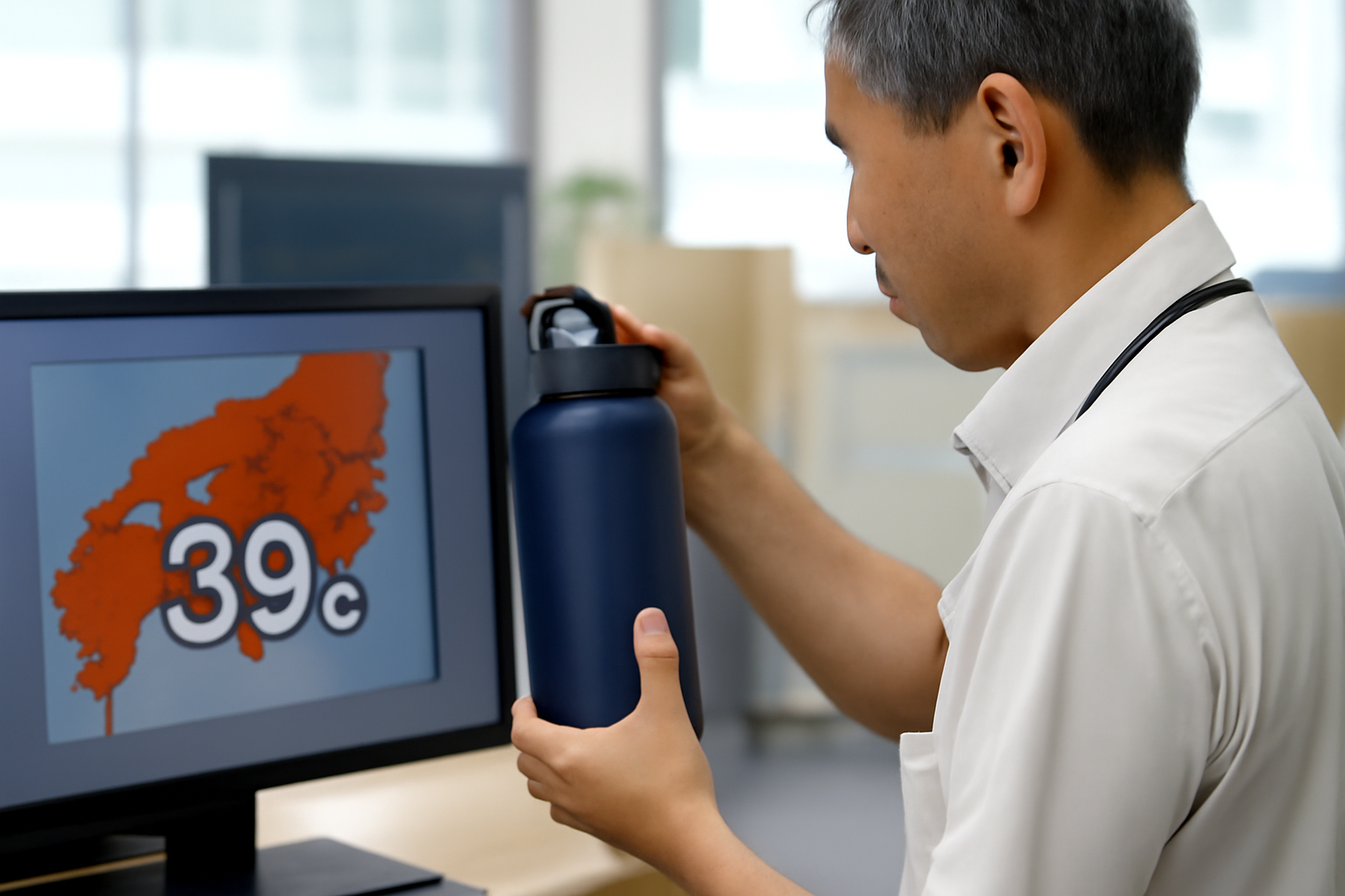 九州の39℃予報、気象庁より水筒が先に動く件