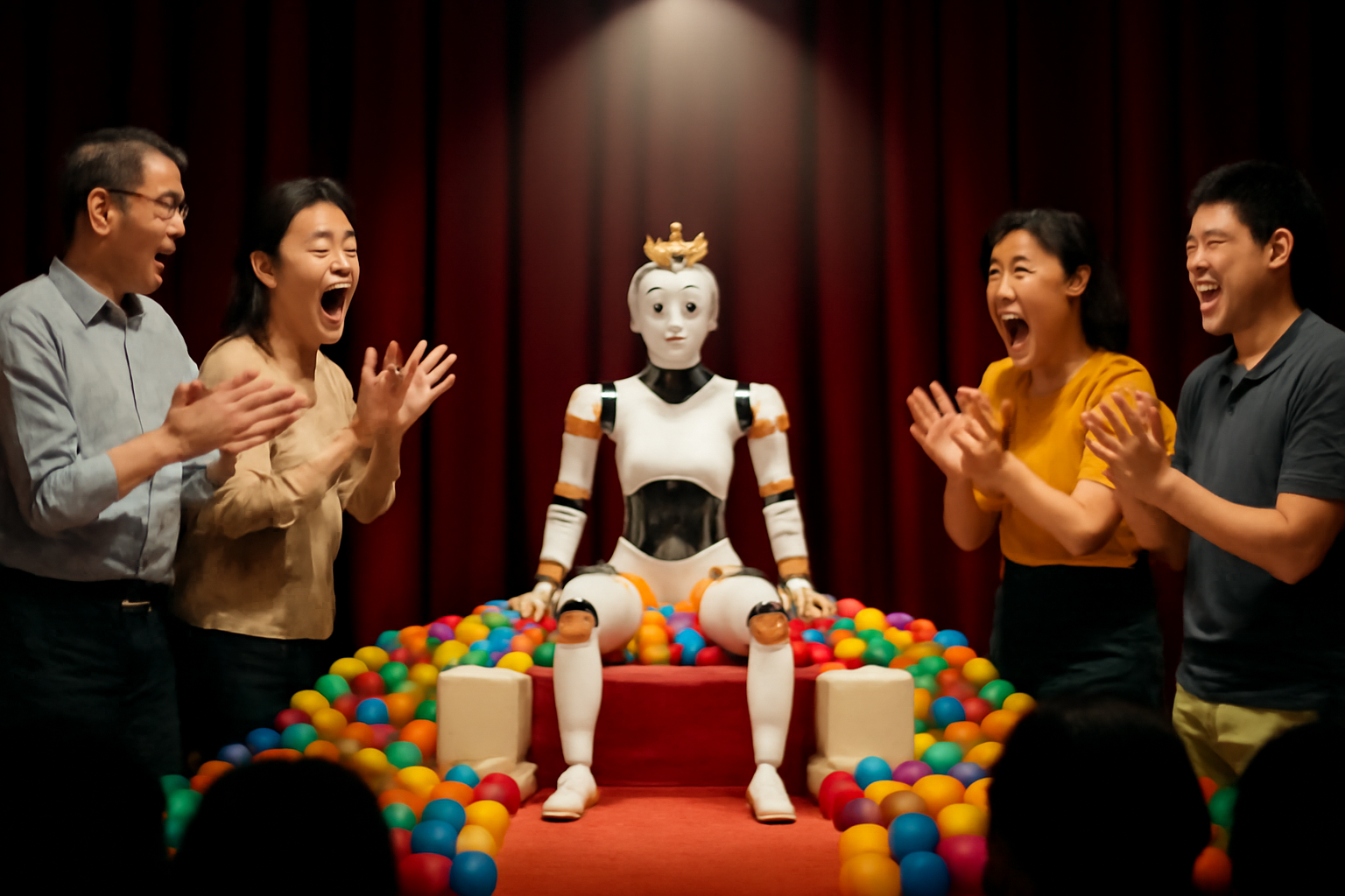 人型ロボットの引退式、ボールプールで送る発想どこで拾った