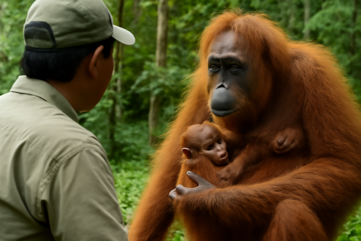 オランウータン母になる、密売ルートの負けっぷりご覧ください