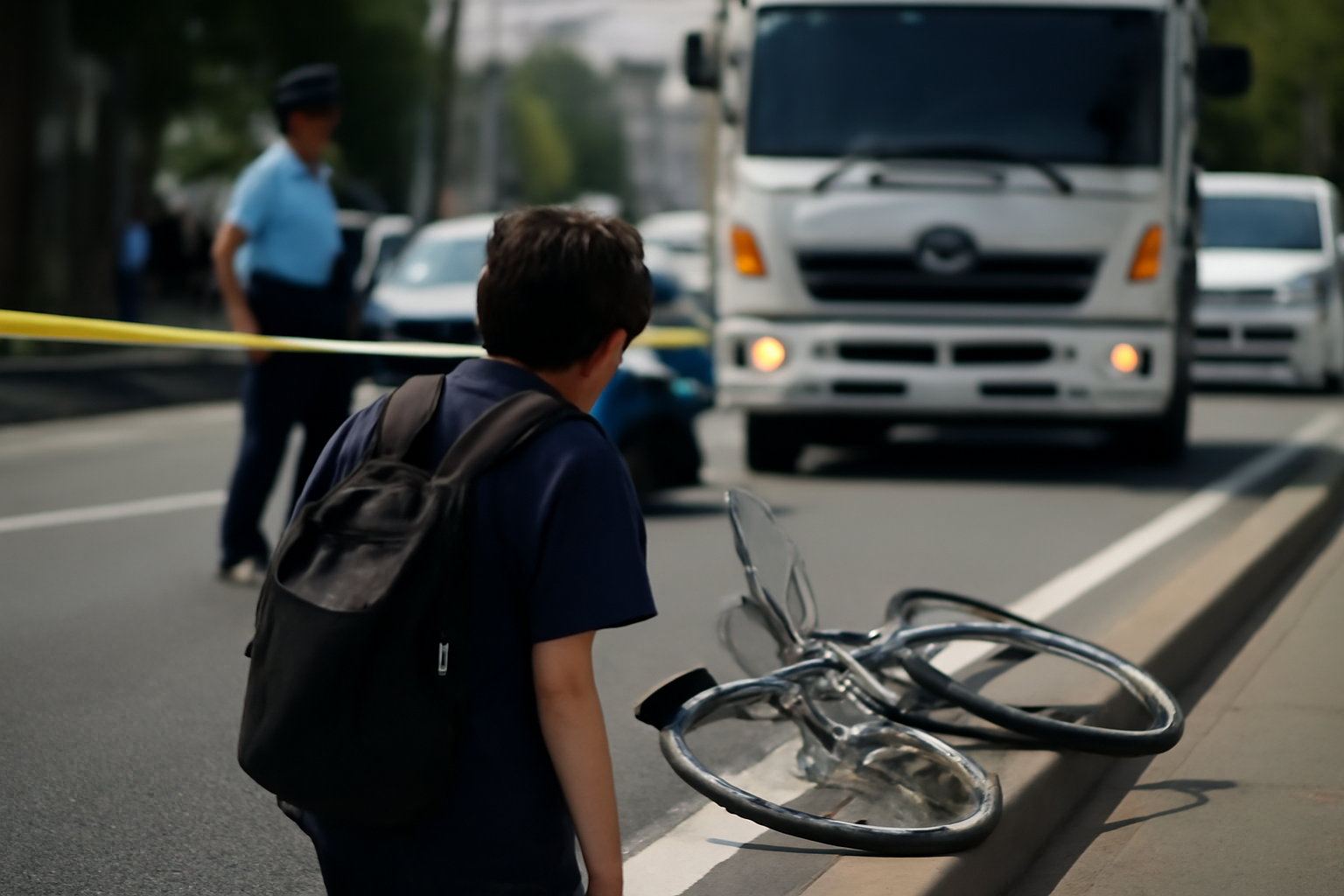 埼玉で自転車の14歳中学生が転倒、トラックと衝突し死亡