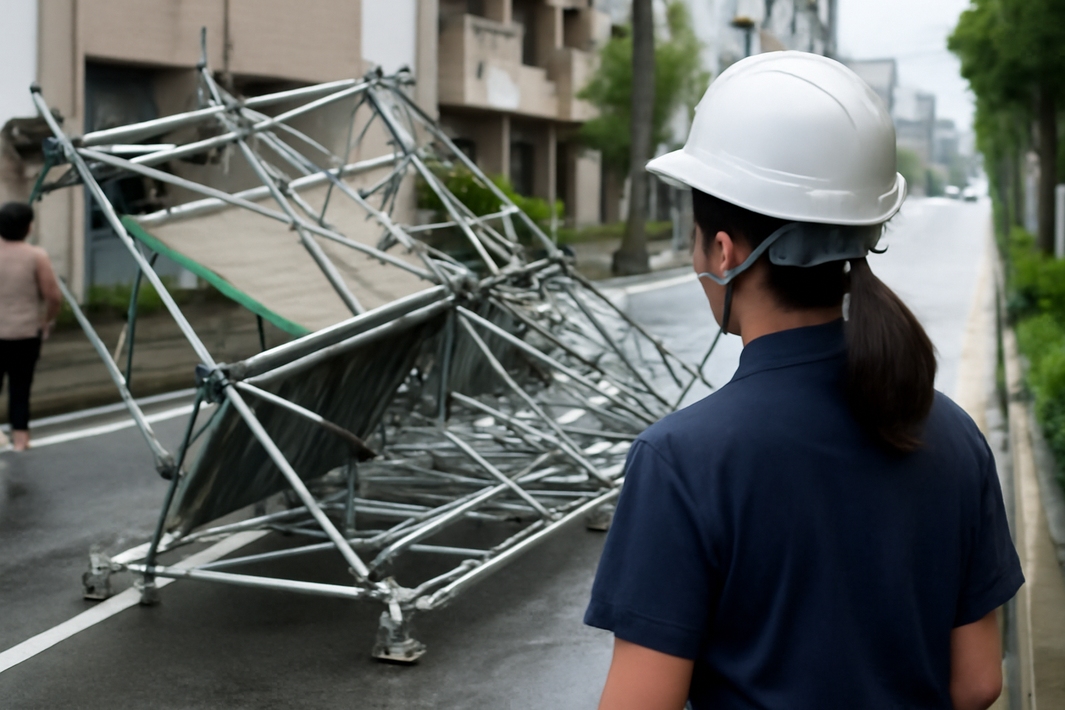 台風15号熱帯低気圧化、足場まで飛ぶ日もあるんだ