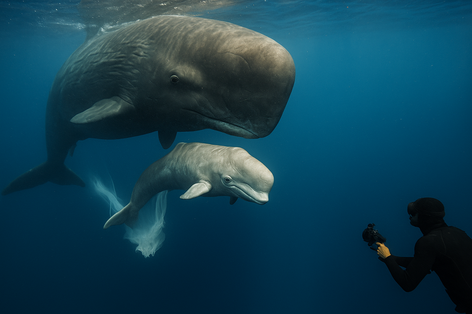 初撮影で判明、マッコウクジラ出産に潜む新たな生態の謎