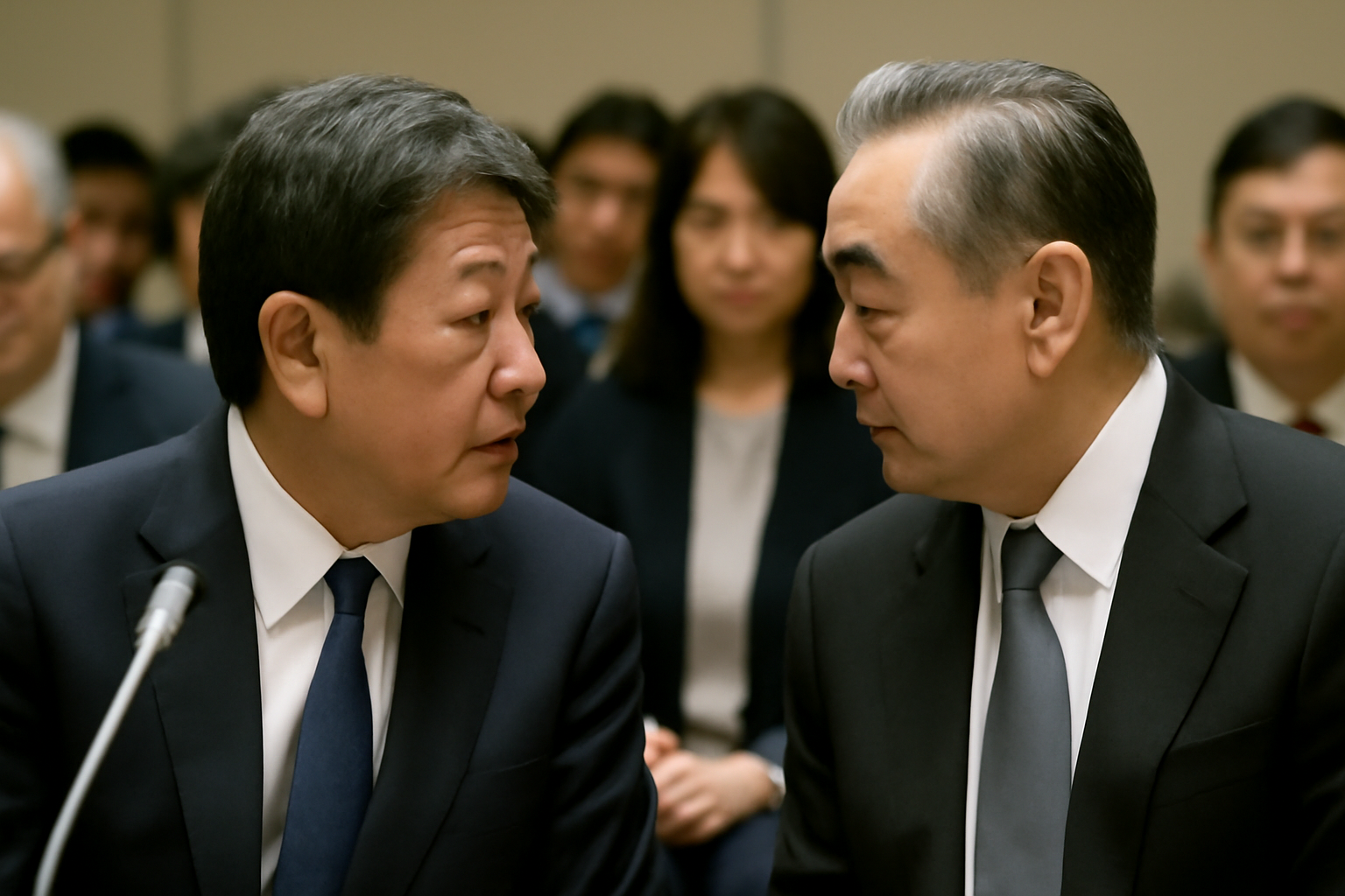 台湾発言からずっと沈黙、やっと短時間トーク…今さら外相同士？