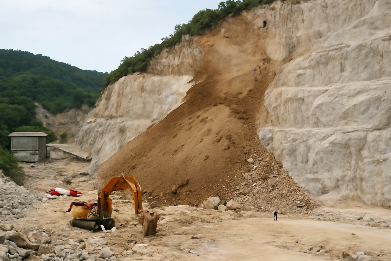 採石場の土砂崩れ、作業員2人巻き込まれ…現場の安全どこいった