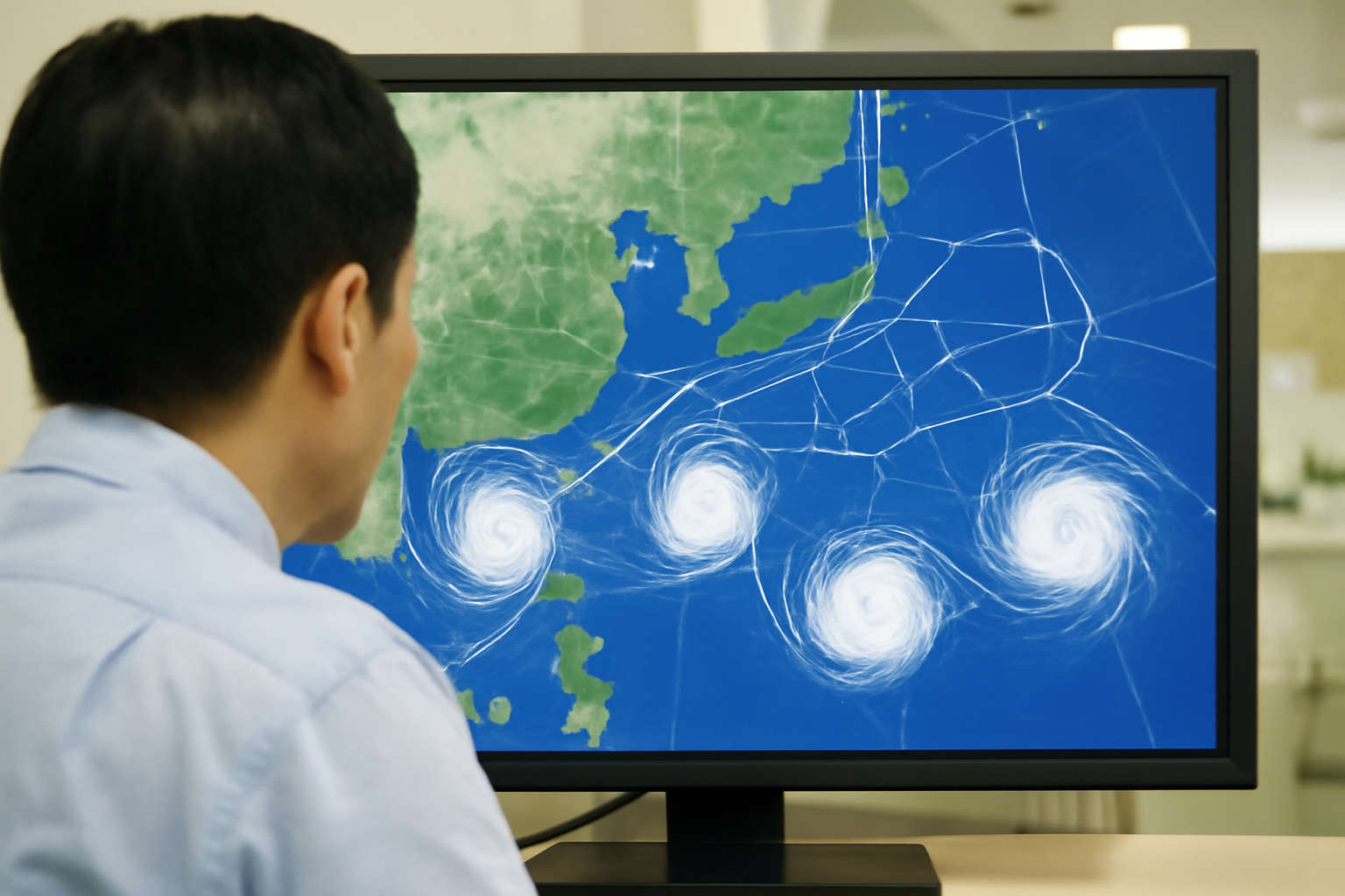 台風4つ同時発生、気象庁の図面が混線中