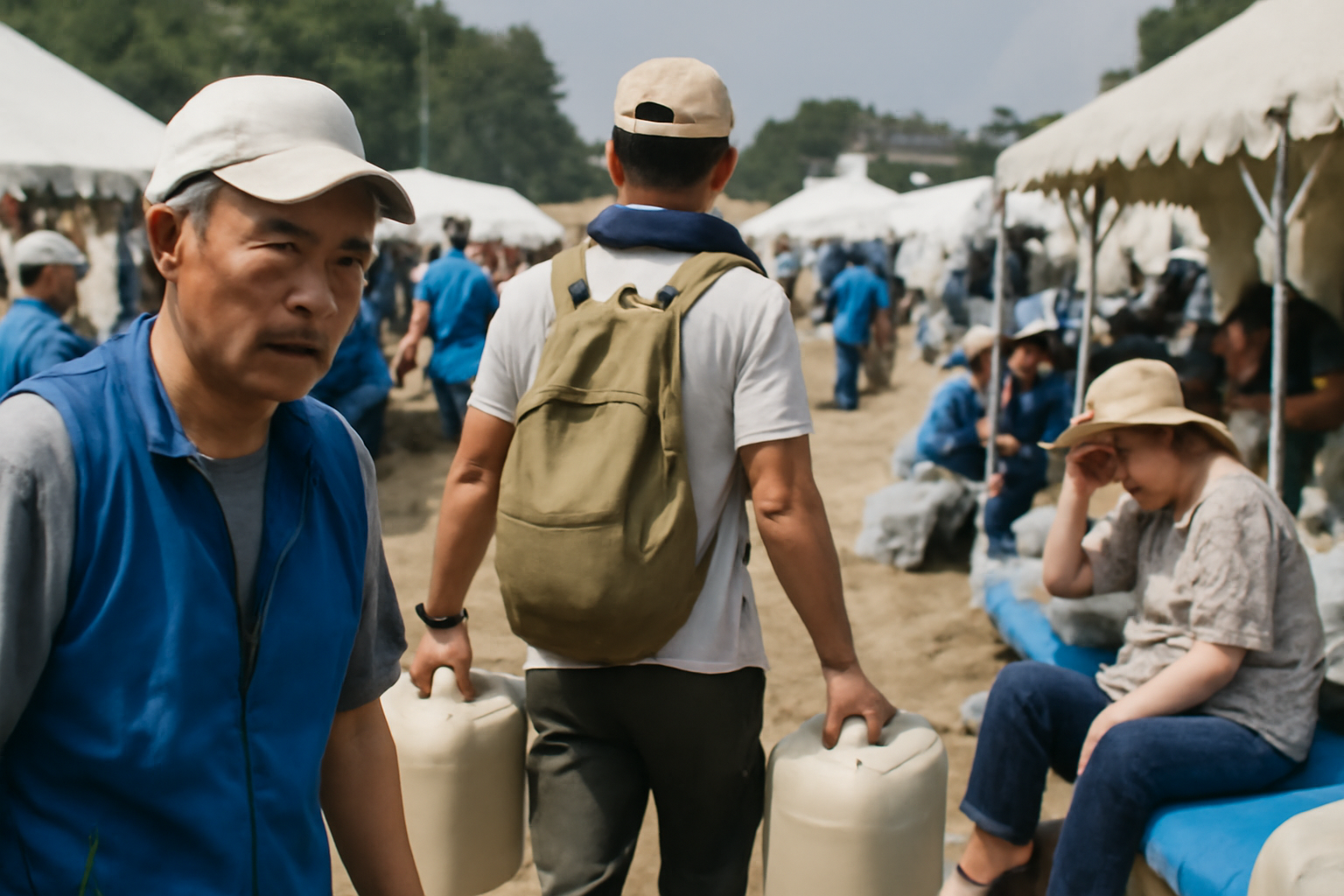 益城町のボランティア始動、猛暑と断水の現実がきつい