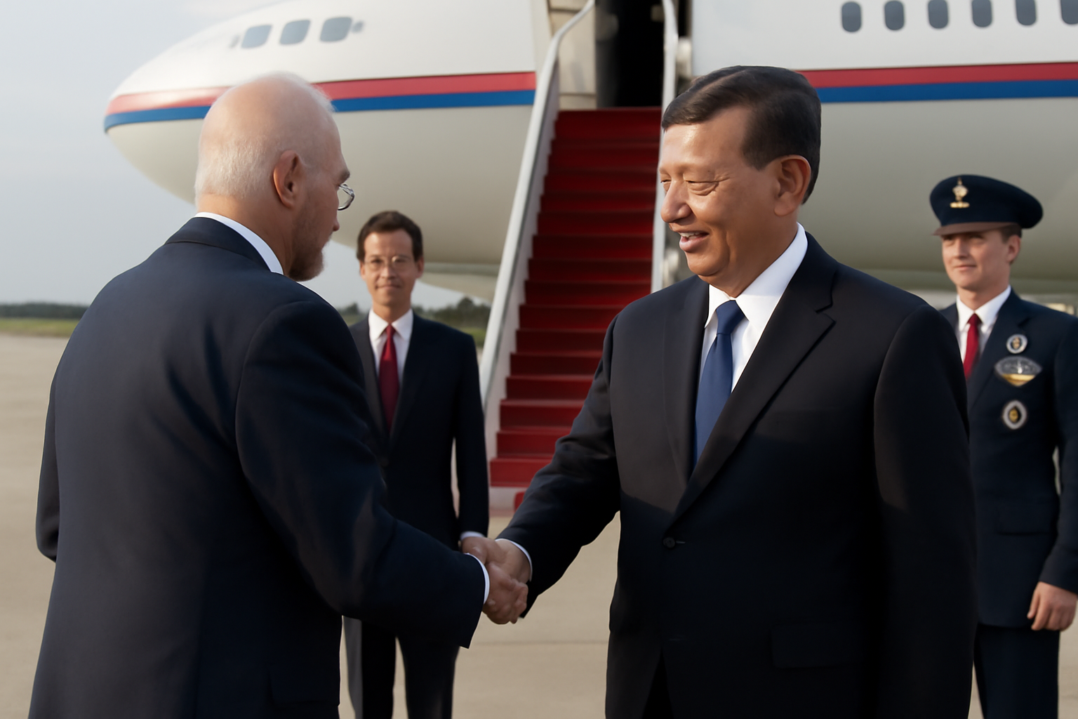アメリカ大統領が空港で習主席出迎え、接待モードMAXかよ
