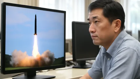北朝鮮が弾道ミサイル発射、EEZ外へ落下か