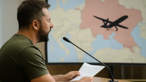 ゼレンスキー氏がロシア領空の危険を警告、無人機で緊張高まる