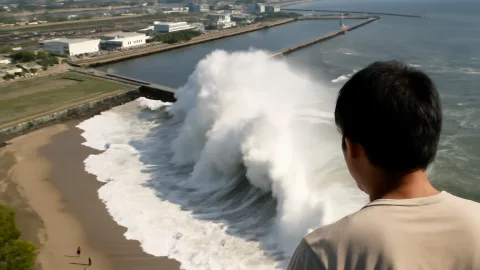 台風29号で高波、レジャー客より波のほうが目立ってる