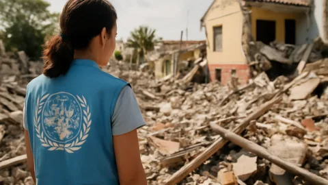 国連の地震支援10万人超、学校も家も一度に消えるなんて