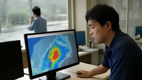 八丈町で1時間110ミリ　記録的短時間大雨情報を発表