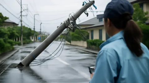 台風25号で電柱倒壊も、風速の現実がえぐい