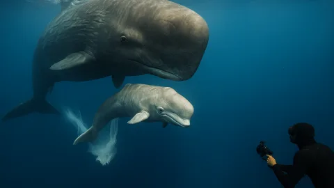 初撮影で判明、マッコウクジラ出産に潜む新たな生態の謎