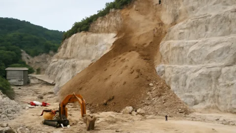 採石場の土砂崩れ、作業員2人巻き込まれ…現場の安全どこいった