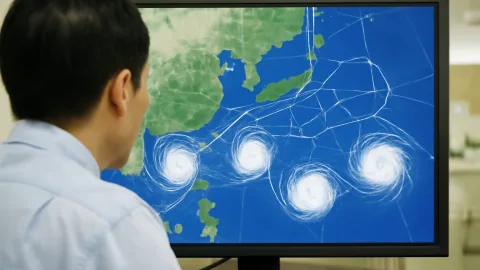 台風4つ同時発生、気象庁の図面が混線中