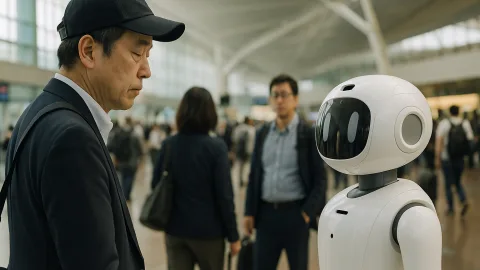 羽田空港のロボット、絶妙な距離感で動く