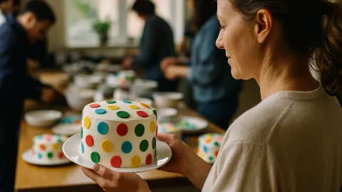 みんなが急に作り始めるSNS映えカラフルドットケーキww週末は色丸祭…