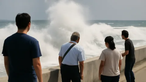 台風13号直撃前に高波、本州もつられてざわつく展開