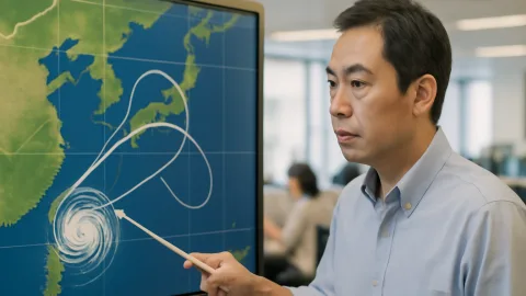 気象予報士の台風進路急変予測、連休の予定消し飛ぶやつ出るぞ